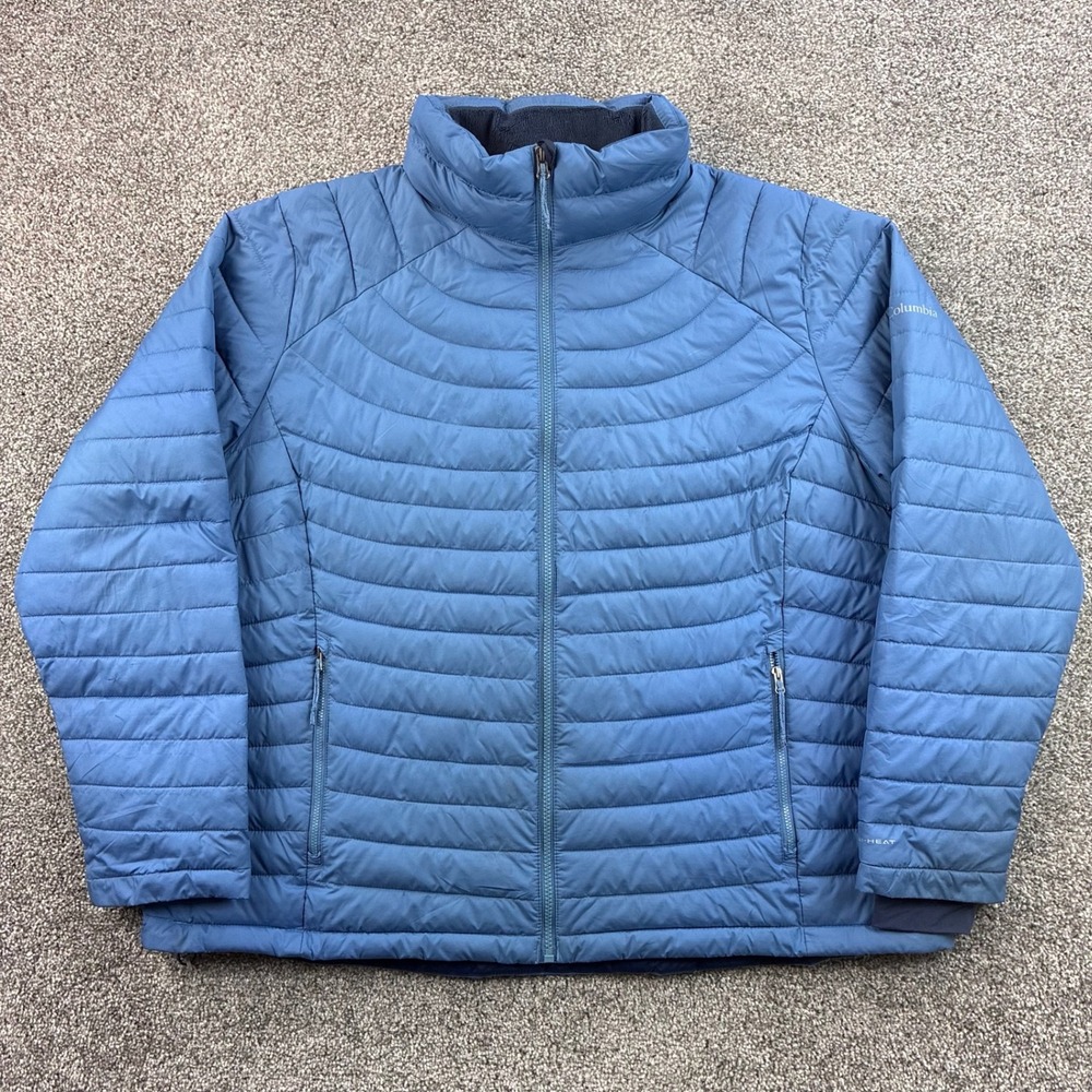 Columbia White Out II Puffer Jacket Women's 2XL Blue Lightweight Zip Insulated